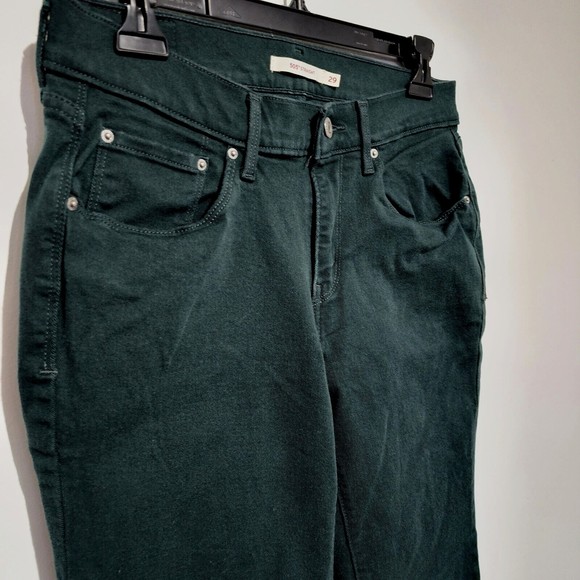 Levi's 505 Straight Women's Jean Sz 29 Green Denim 5 Pocket Straight Leg Stretch - Picture 3 of 11